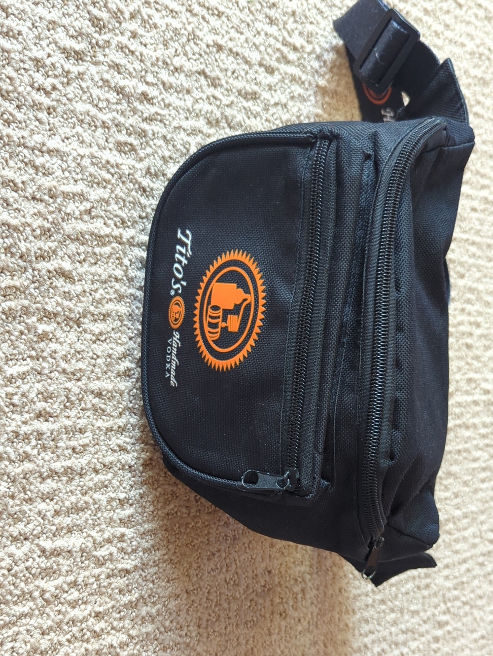 Black Men's Waist Bag with Orange Logo